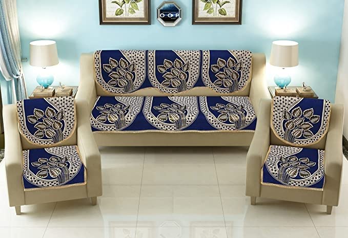 Royal Look Polycotton Sofa Cover Set Floral Design 5 Seater Sofa Cover ...
