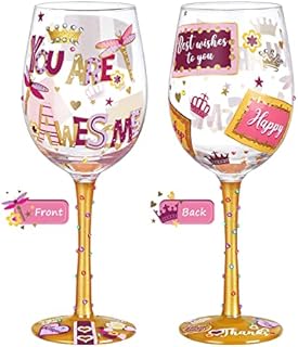 NymphFable Thank You Gift Hand Painted Wine Glasses You are Awesome Decorative Wine Glasses , Birthday Gift for Mom, Teacher, Friend 15oz