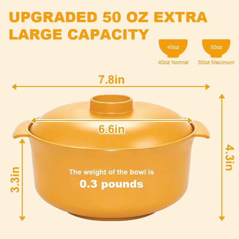 Image of Microwave Bowls with Lids & Spoons, 50 oz Unbreakable Bowls, 4 Pack