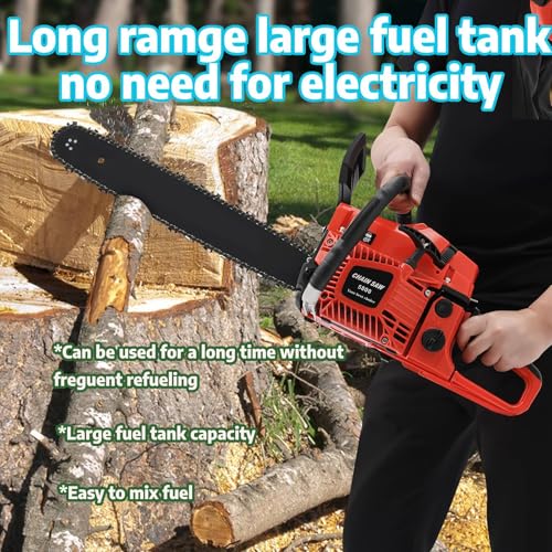 IOENC Gas Chainsaw 2.6KW 2-Stroke Engine Chainsaw 58CC Power Chain Saw 20 Inch Handheld Cordless Petrol Chain Saws for Wood Cutting, Forest Felling, Tree pruning, and Shrub Pruning