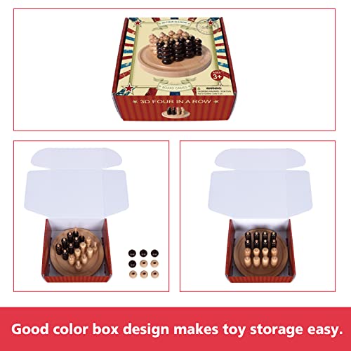 Image of GOTHINK Portable 3D Wooden Four in a Row Board Games for Adults & Kids- 4 in a Row Game Set with Birch Chess for Family Night Games Birthday & Holiday Party Toy Gifts - Challenge Your Mind