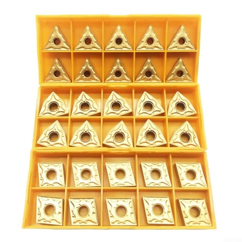 IHVBRHHM Juego de 30 Hojas de inserción de carburo sólido indexables para Torno CNC, CNMG431, WNMG431, TNMG331, Insertos de carburo, Caja de Hojas para Torno CNC
