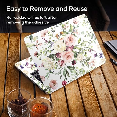 Image of Galaxsia Floral D2 Full Body Vinyl Laptop Skin /Sticker /Cover Upto 15.6 Inches Laptops Laminated-Removable-HD Quality Compatible for Hp-Dell-Sony-Lenovo-Asus etc.(15x10 Inches)