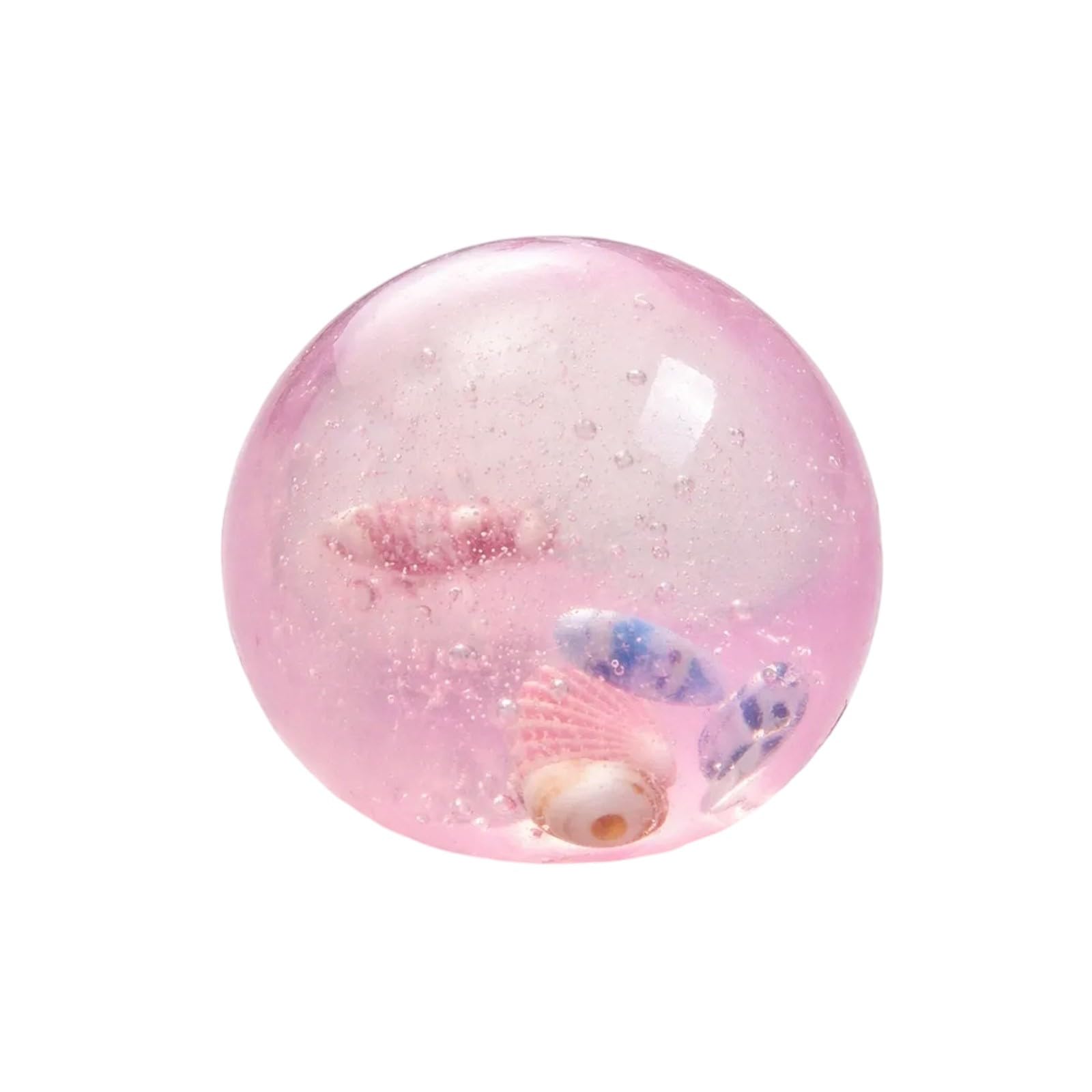 Coconut Oil Squishy,Squishy Cube Coconut Oil Stress Ball,Contains Ocean Shells Work Relaxation Desk Decor Stress Relief Ball,Portable Desk Anxiety Ornament (Ball-Pink)