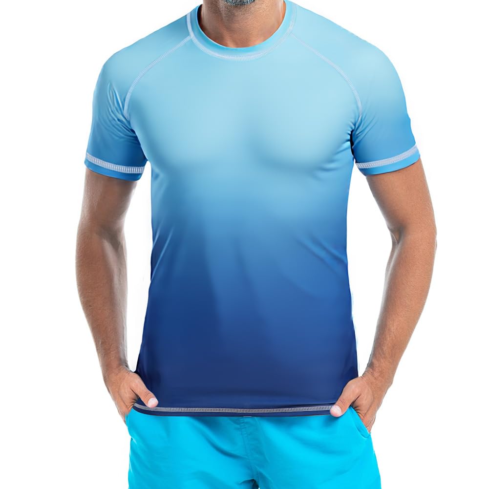 Rashguard Homme Anti-UV Manches Courts T-Shirt de Sport pour Natation Surf Plongée Séchage Rapide