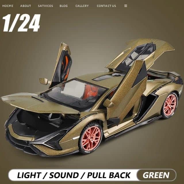 Image of Kids Toy car Playsets 1:24 Sian Diecast Metal Car for Kid Pull Back Metal Cars with 4 Openable Doors Light and Musical Sound (Multi)
