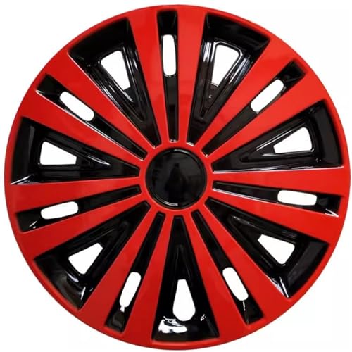 Hubcap Wheel Cover Replacement, Rims 12 13 14 15 16 Inch Universal Wheel Hub Caps Cover, ABS Material Exterior Accessories Snap On Car Truck SUV -Set of 4 (Red-Black, 12