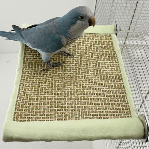 CXYYXF Bird Reversible Platform Bed Hammock Toy Hamster Warm Comfortable Hanging House Perch Stand for Parrot Parakeet Cockatiel African Grey Cockatoo Lovebird (Green,L)