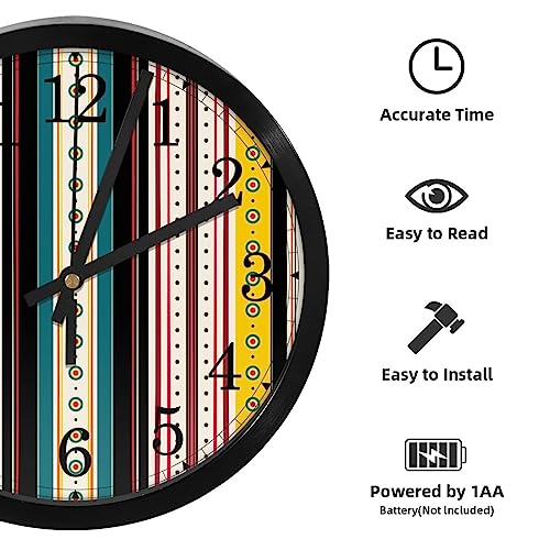 Horloge murale rétro à rayures vintage de qualité supérieure - 3