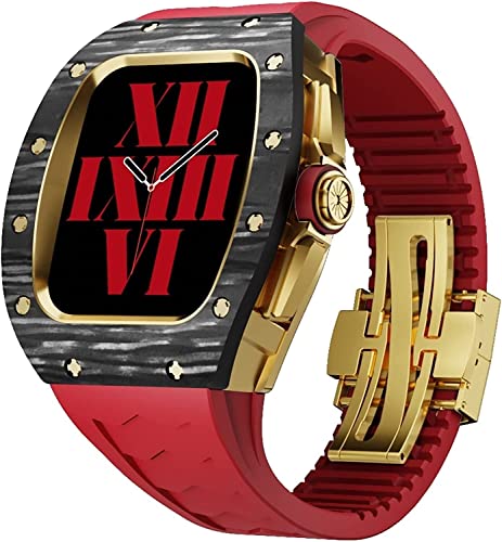 Bracelet caoutchouc Apple Watch 44mm 45mm boîtier carbone homme iWatch SE 6 7 8