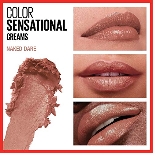 Image of Maybelline Color Sensational Lipstick, Lip Makeup, Cream Finish, Hydrating Lipstick, Nude, Pink, Red, Plum Lip Color, Naked Dare, 0.15 oz. (Packaging May Vary)