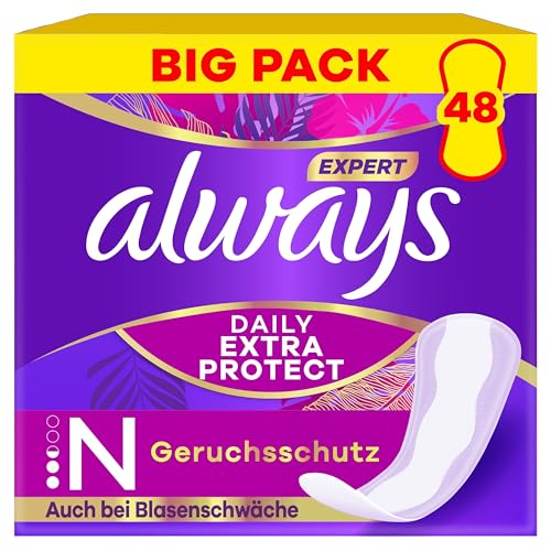 Always Daily Extra Protect Slipeinlagen Damen, Normal (48 Binden) Giga Pack, geruchsneutralisierend, atmungsaktiv, flexibel Always Daily Extra Protect Slipeinlagen Damen, Normal (48 Binden) Giga Pack, geruchsneutralisierend, atmungsaktiv, flexibel