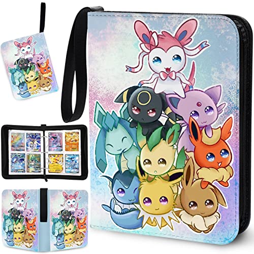 Sovinia Cahier Range Classeur Carte compatible avec 400 Cartes à Collectionner, TCG Cartes, Livre Porte Pochette Rangement Carte Album Grand Format Cahier avec 50 Pages à 8 Pochettes Cover