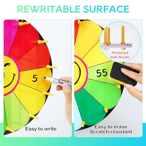 image for Delizon 12 Inch Color Prize Wheel, 12 Slot Spinning Wheel Fortune Game