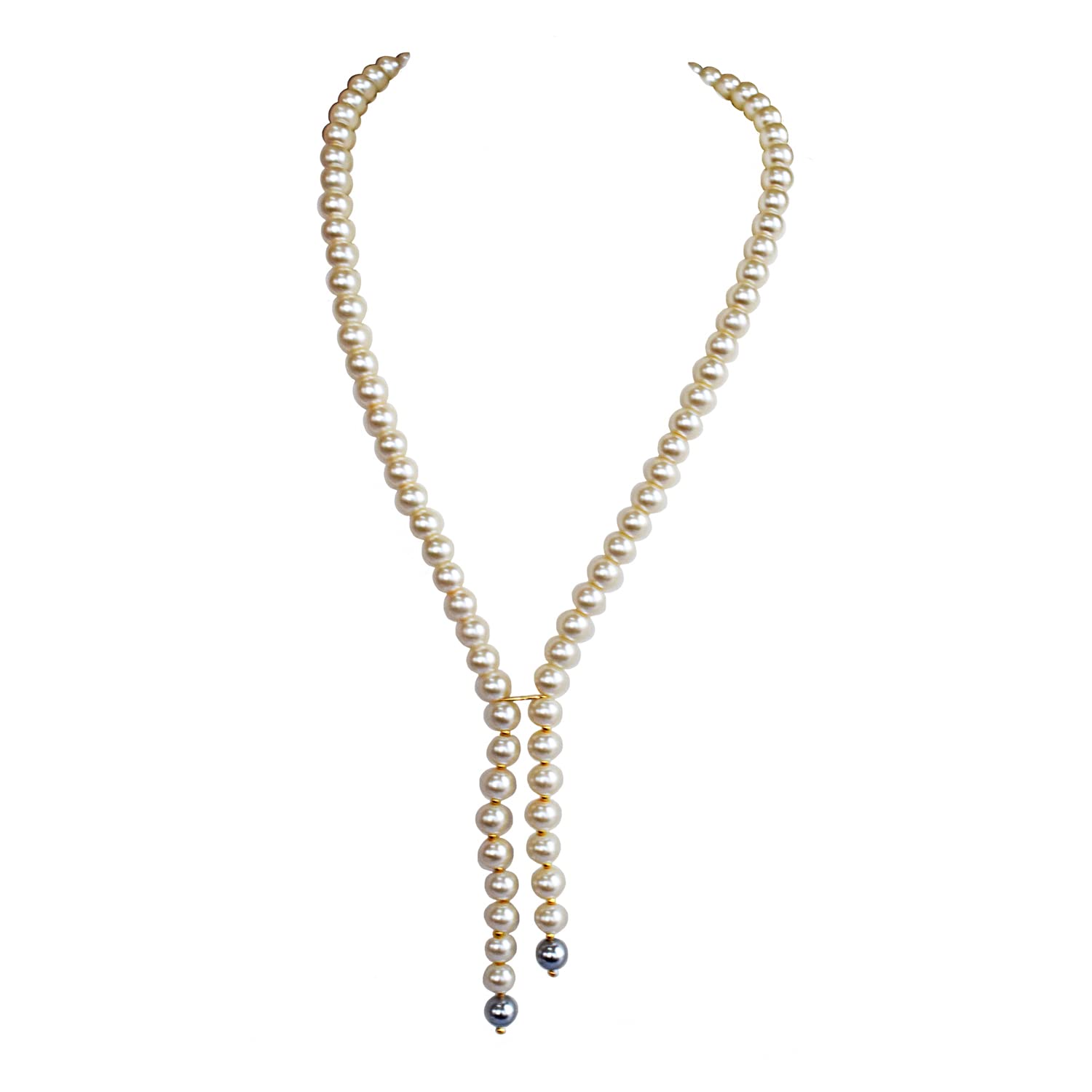 SURATDIAMOND JEWELLERY Single Line Grey Shell Pearl Necklace - Sophisticated Elegance for the Modern Woman (PS581) (B0BG87BCXB) Amazon Price History, Amazon Price Tracker