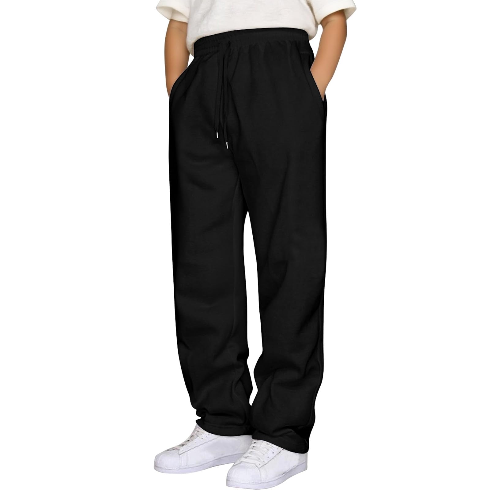 Jogging garçon noir en coupe ample 15-16 ans avec cordon - 8