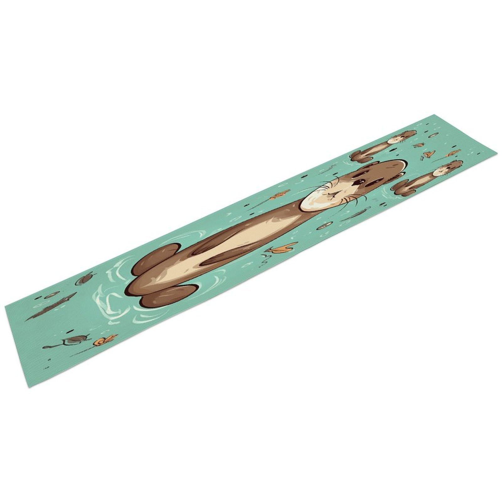 Cartoon Cute Otter Table Runner 13" X 72" Exquisite Linen Table Runner Wrinkle Resistant Farmhouse Rustic Table Runners Seasonal Table Decoration for Kitchen Dining Home Party