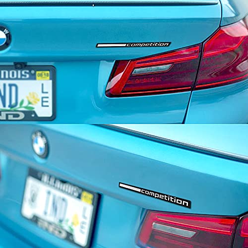 Image of 2pcs 17.2CM Glossy Black Competition Bar Underlined Emblem for BMW Thunder Edition M1 M2 M3 M4 M5 M6 M7 M8 X3M X4M X5M X6M Car Trunk Sticker Rear