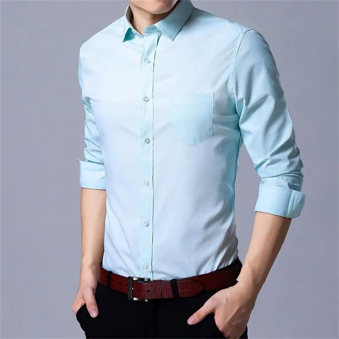 Yeuyyben Plus Large Size Slim Fit Mens Business Casual Camicia A Maniche Lunghe Maschile Sociale Camicia