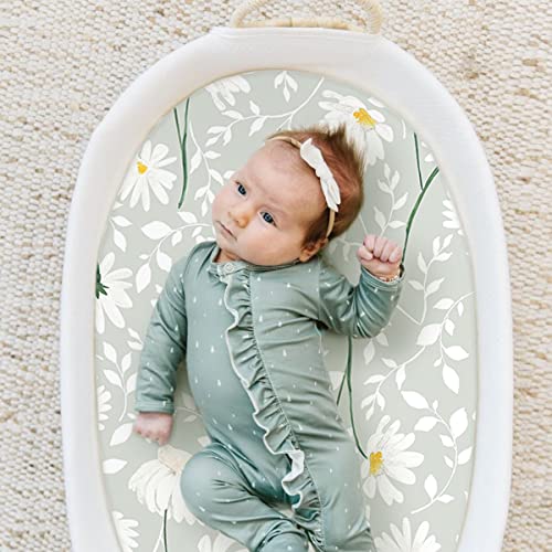 Image of GRSSDER Stretchy Ultra Soft Fitted Bassinet Sheet Set 2 Pack, Universal Fit for Bassinets Baby Cradle Moses Basket Oval Rectangle Mattress,