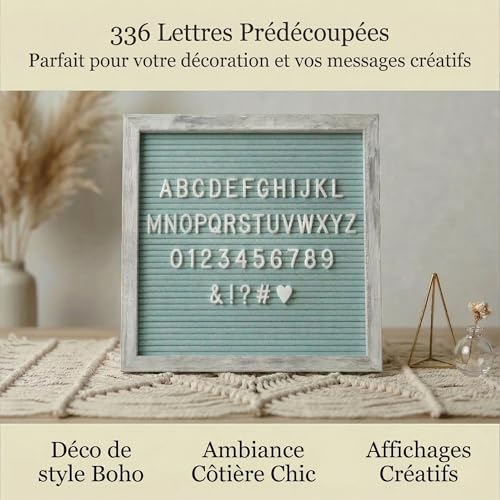Tableau à lettres turquoise rustique C CRYSTAL LEMON idéal pour décorer un salon cocooning - 7