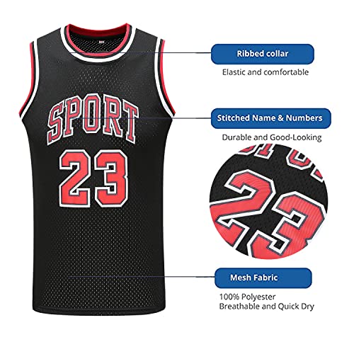Youth#23 Space Movie Jersey Basketball Jersey Breathable For Kids Men's Basketball Jersey Embroidery Shirts Black S #TOP3