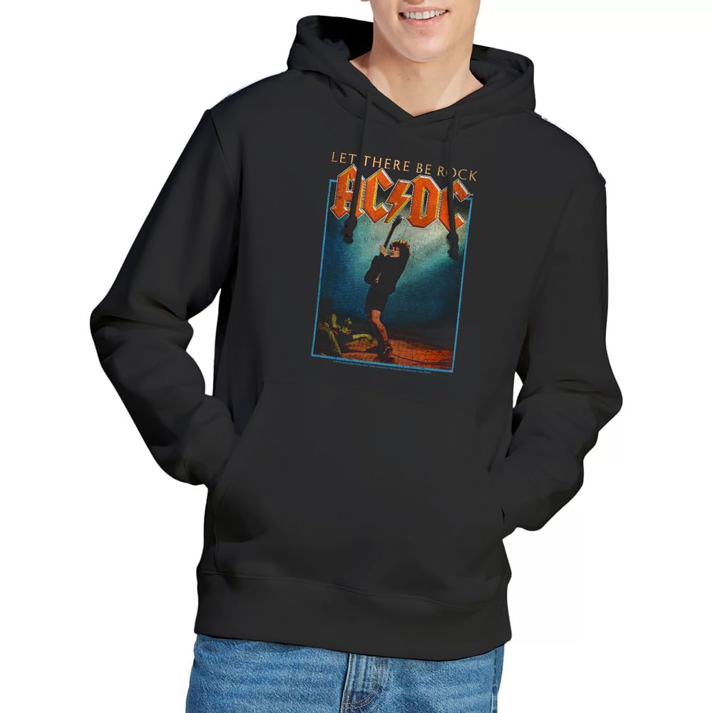 Ac/Dc Unisex Black Acdc Let There Be Rock Hoodie, Small