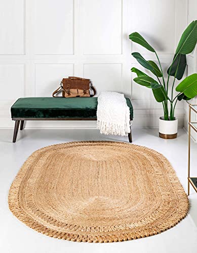 Tapete ovalado de yute trenzado Unique Loom 2' x 3'1" miniatura 4