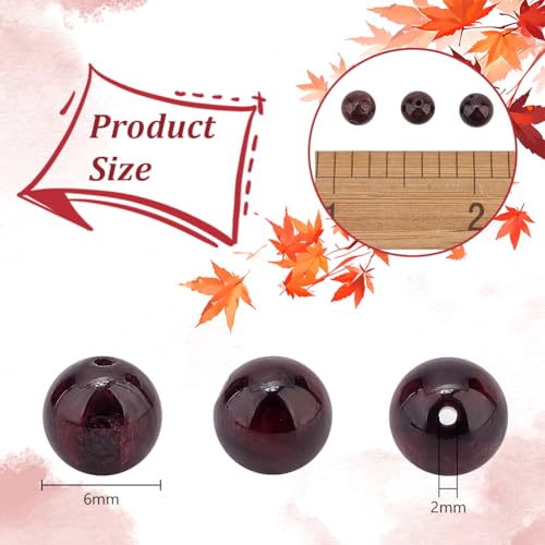 OLYCRAFT About 120~126pcs 6mm Natural Garnet Stone Beads Natural Garnet Beads Round Loose Gemstone Beads Energy Stone 5.5~6.5mm for Bracelet Necklace Earrings Jewelry Making DIY Crafting - Image 2