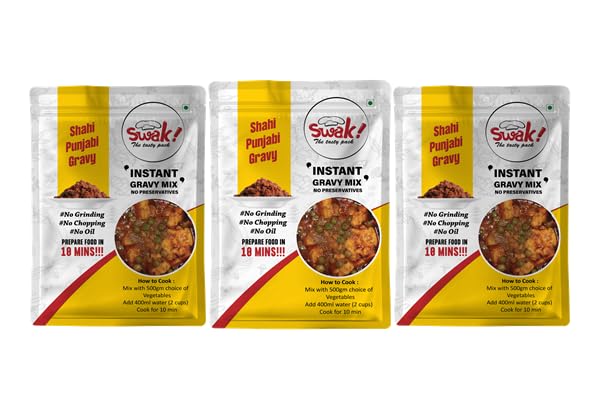 Swak! The Tasty Pack Ready To Cook Instant Multipurpose Shahi Punjabi Gravy Mix Pack Of 3 Each Pack 150 Gm
