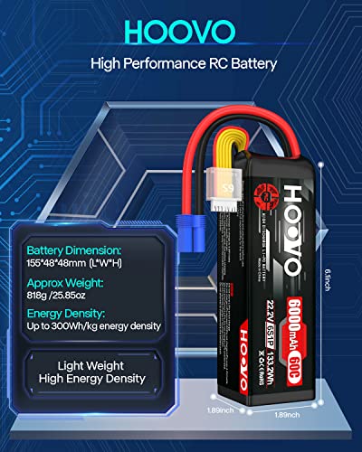 Image of HOOVO 22.2V 6000mAh 60C 6S LiPo Battery with EC5 Plug for RC Quadcopter Truck Boat Airplane Helicopter RC Vehicle
