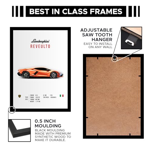 Image of CodersParadise Lamborghini Wall Poster Frames - Pack Of 6 | 8 x 12cm (A4 Size) | Aesthetic Artwork Framed Posters | Framed Posters For Living Room, Bedroom, Home And Office