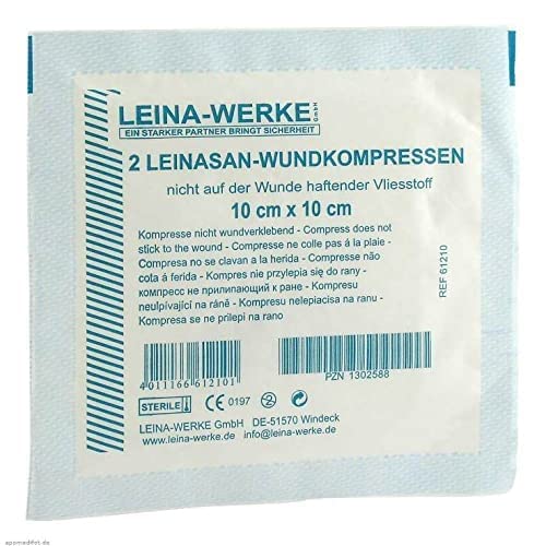 LeinaSan Sterile Wundkompressen / Vlieskompressen, nicht wundverklebend, sehr weich, Größe:10cm x 10cm - 25x2 Stck Cover