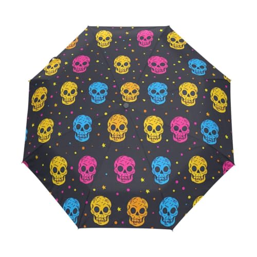 Parapluie automatique crânes pliable contre le vent pour voyageur