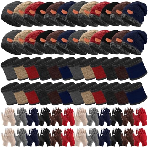 Bonnets écharpes gants tactiles en lot de 24 pour sorties et loisirs d'hiver
