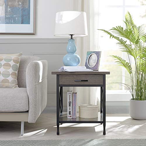 Image of Leick Home Chisel & Forge End Table, 24 inch, Smoke Gray, Matte Black