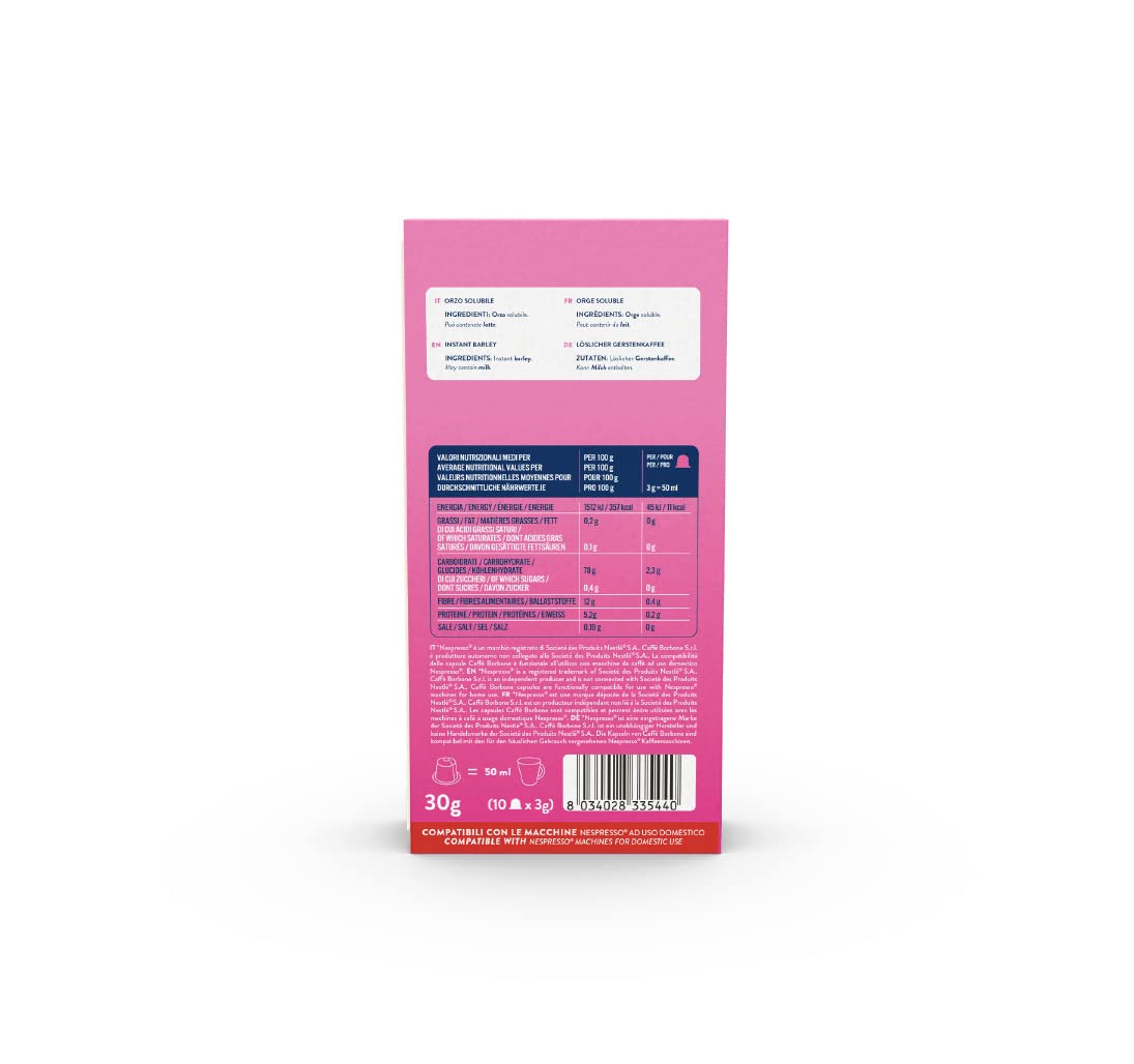 Caffè Borbone Orzo Solubile - 60 capsule (6 confezioni da 10) - Compatibili con le Macchine ad uso domestico Nespresso*