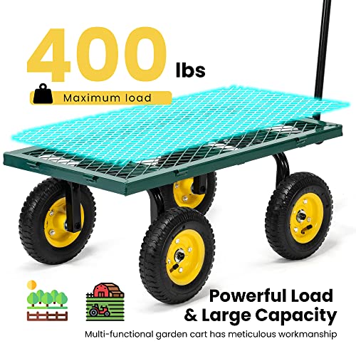 Vivohome Heavy Duty 400Lb Steel Garden Cart With Heavy Duty 176 Lbs Capacity Collapsible Folding Outdoor Utility Wagon Patio Garden Cart #TOP5