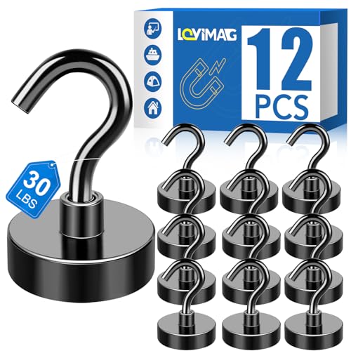 LOVIMAG Magnetic Hooks, 12 Pack 30lbs+ Magnet Hook 2025 Cruise
