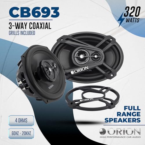 ORION Cobalt Series CB693 6x9” 3-Way Coaxial Car Speakers, 320W, 4 Ohms, Full Range, Enhanced Bass, Polypropylene Cone & - Additional View