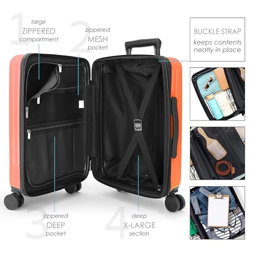TRAVELARIM-Expandable-22-Inch-Carry-On-Luggage-Orange-22-Inch-Modern