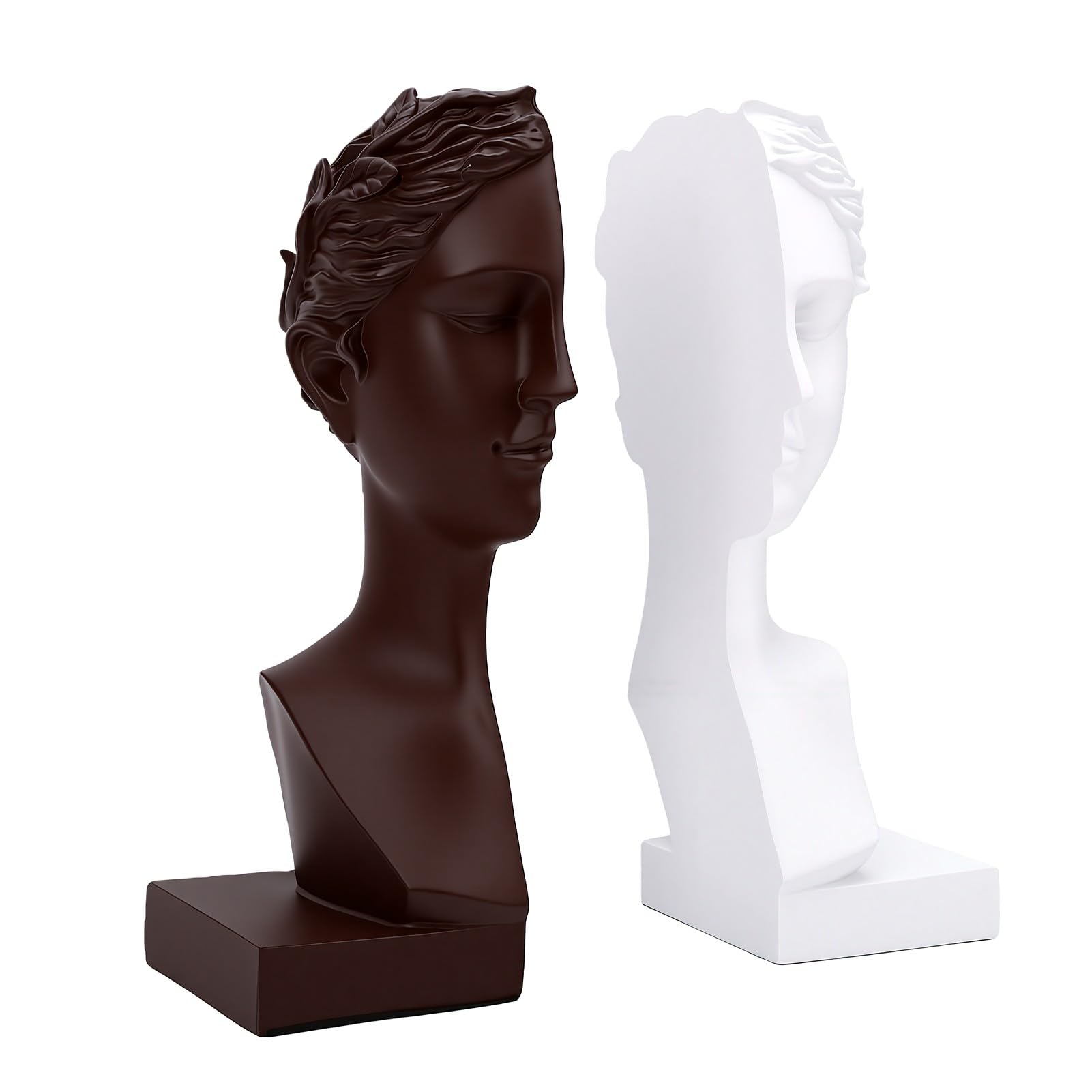 Resin Figurine Bookends Half Character Statue, Brown White