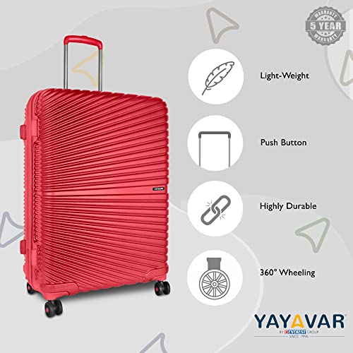 Image of YAYAVAR PC Berlin Multipurpose Easy Portable Hard-Sided Spinner Wheel Luggage Bag (Red, 75cm, Large)