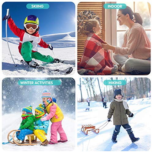 Kuyou Kids Ski Socks, 2 Pair Warm Long Knee High Snow Winter Skiing Snowboarding Skating Socks For Youth Boy Girl #TOP6