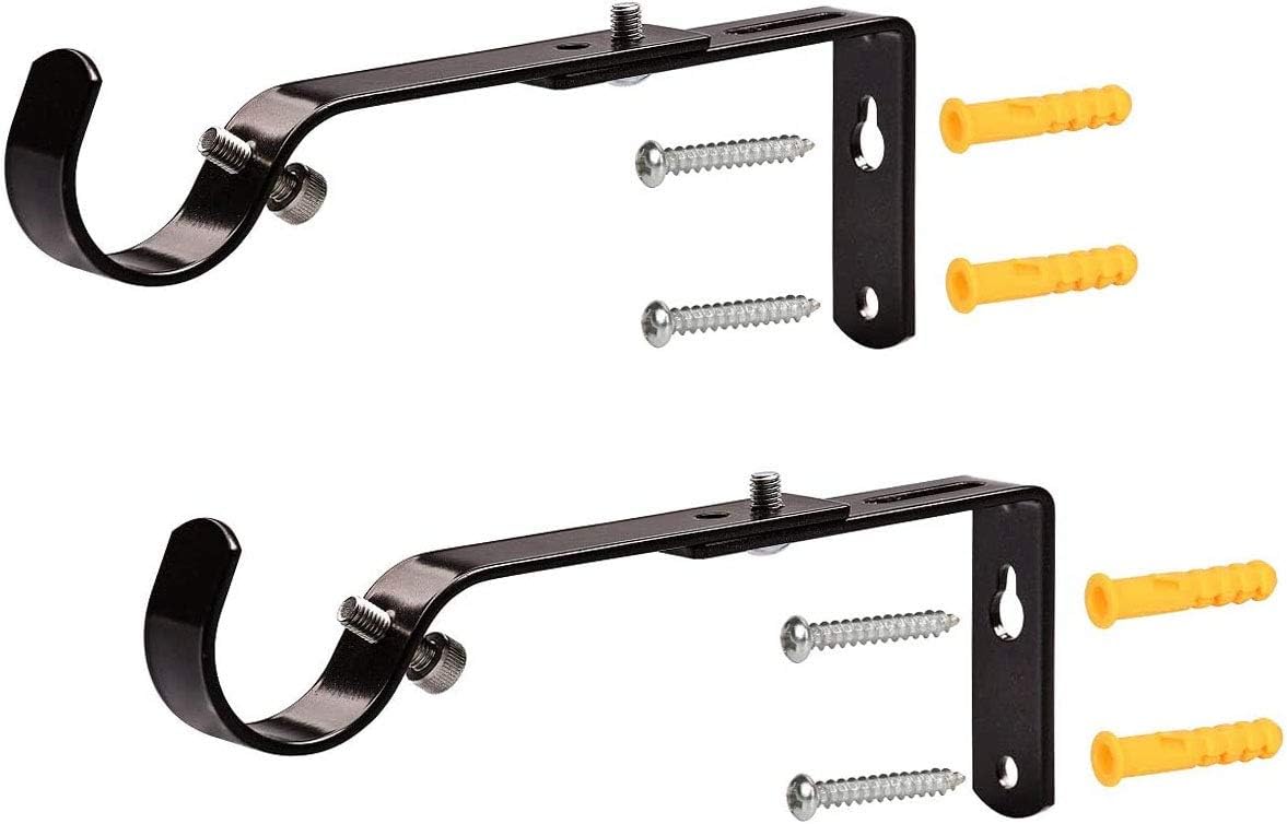 Curtain Rod Bracket Set of 3 for 1 or 1 1/8 Inch Rods, Adjustable - Oil Rubbed Bronze