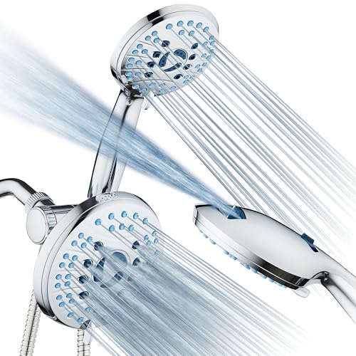 Hotel Spa AquaCare As-Seen-On-TV High Pressure Handheld & Rain 50-mode 3-way Shower Head Combo with Anti-clog Jets, 2-mode Tub & Pet Power Wash, Extra Wall Bracket, 6 ft. Hose, All Chrome Finish