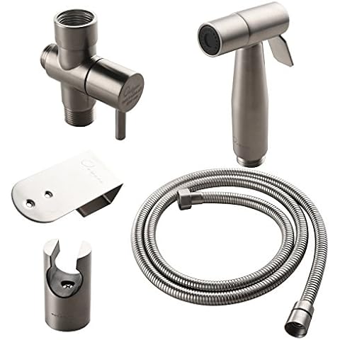 Ownace Brushed Nickel Hand Held Bidet Sprayer Qualitied Stainless Steel Diaper Sprayer Shattaf Complete Set for Bidet Toilet Bathroom Cover