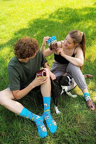 Rainbow Socks, Women Men Colourful Funny Socks with a Dog motif - Image 3