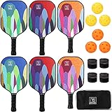Graphite Pickleball Paddles Set of 6, 2025 USAPA Approved, 2 Kids & 4 Adult...