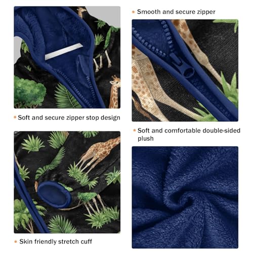 Giraffes Trees and Plants Toddler Fleece Jacket Girl Boys Hooded Fleece Jacket Coat Warm Outwear Zip-up 3-10T3